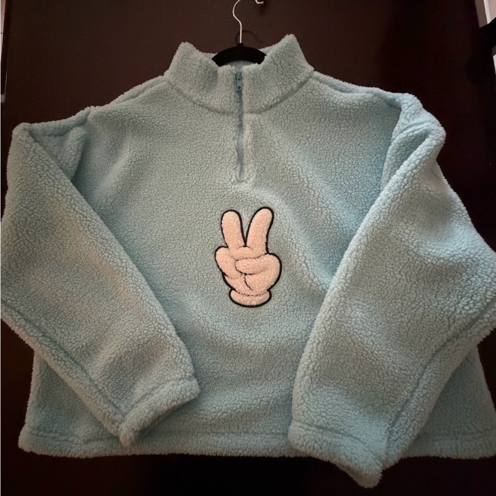 Women's Plush Teddy Jacket - Soft Blue